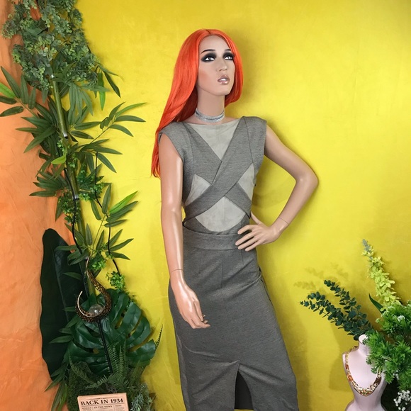 Christian Cota Mixed Suede business wrap dress